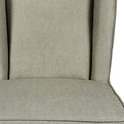 30" Gray And Brown Fabric And Linen And Solid Wood Bar Height Bar Chair