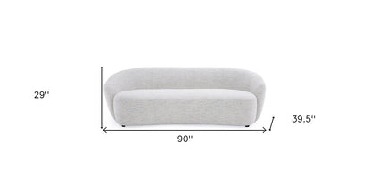 90" Off White Fabric Sofa With Black Legs