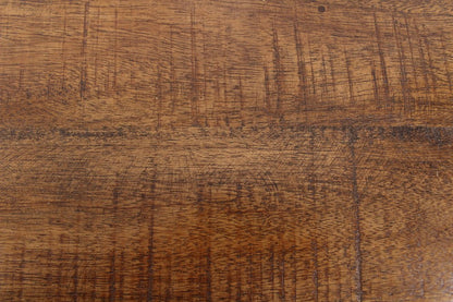 72" Brown and Brass Solid Wood Distressed Six Leg Console Table With Four Drawers