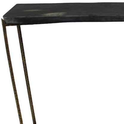 48" Black and Gold Stone and Iron Frame Console Table
