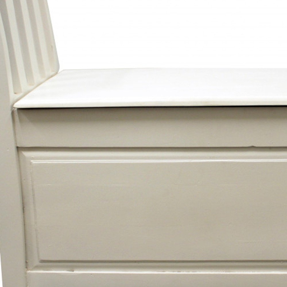 38" White Solid Wood Distressed Storage Entryway Stool With Flip Top