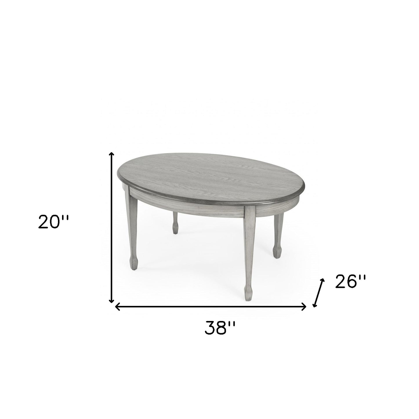 38" Gray Oval Distressed Coffee Table