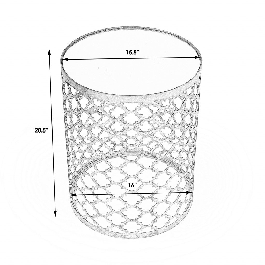 21" Gold Mirrored Round Mirrored End Table