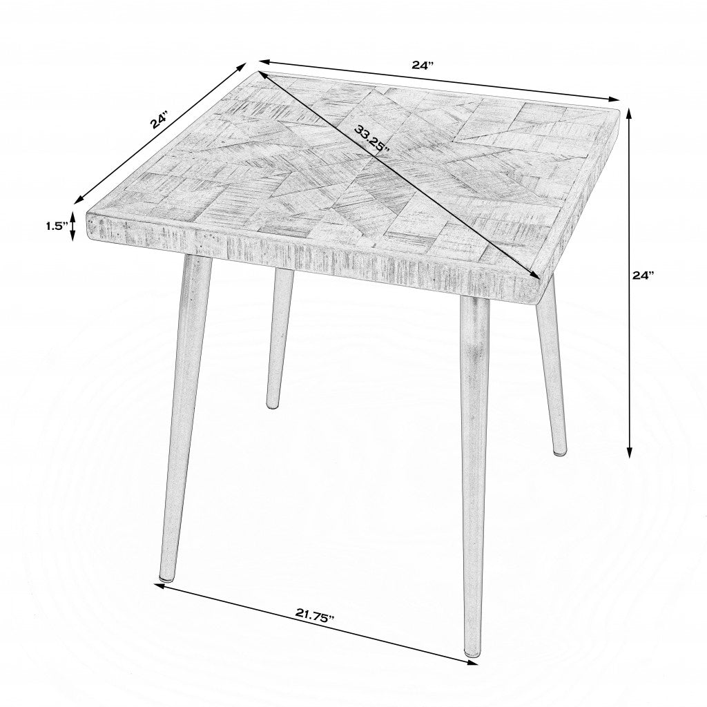 24" Brown Solid Wood Square End Table