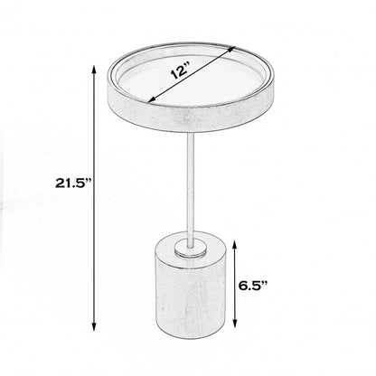 22" Black And Rosegold Solid Wood Round End Table