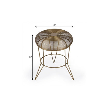 18" Antique Gold Iron Round End Table