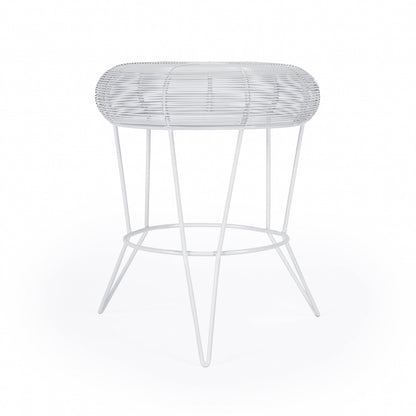 18" White Wire Round top End Table