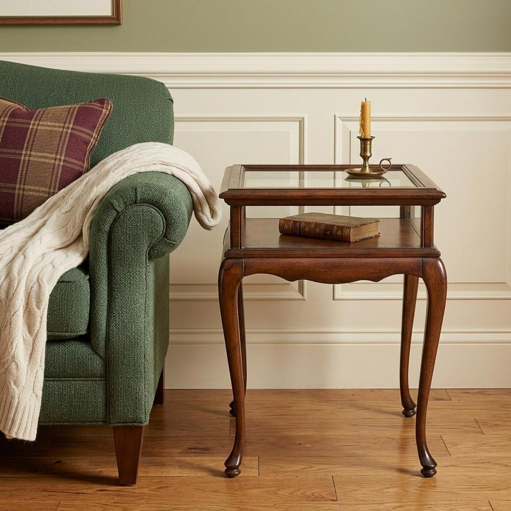 25" Dark Brown Glass Rectangular End Table