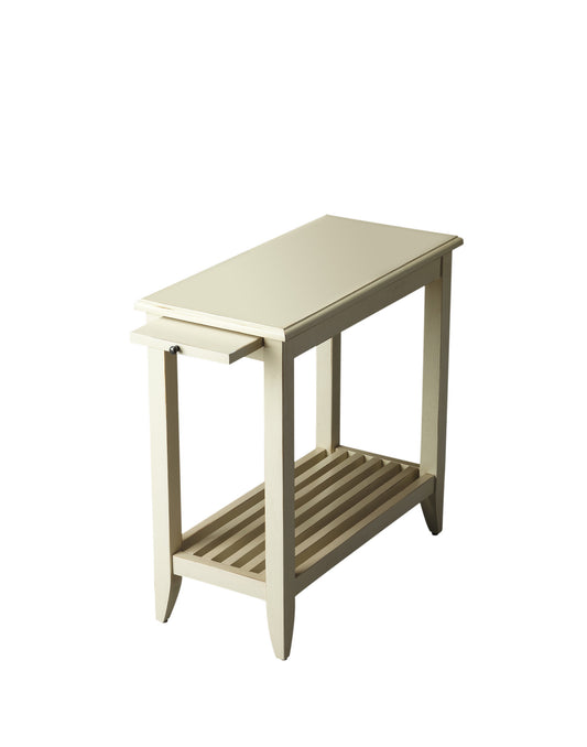 24" White End Table With Shelf