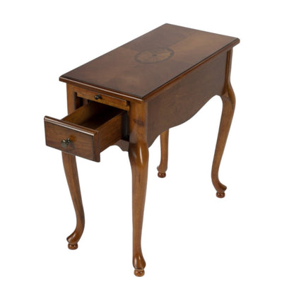 25" Brown Solid And Manufactured Wood Rectangular End Table With Drawer