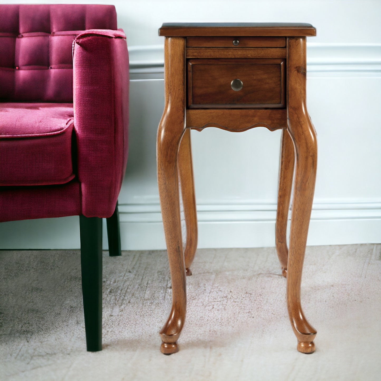 25" Brown Solid And Manufactured Wood Rectangular End Table With Drawer