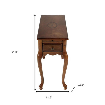 25" Brown Solid And Manufactured Wood Rectangular End Table With Drawer