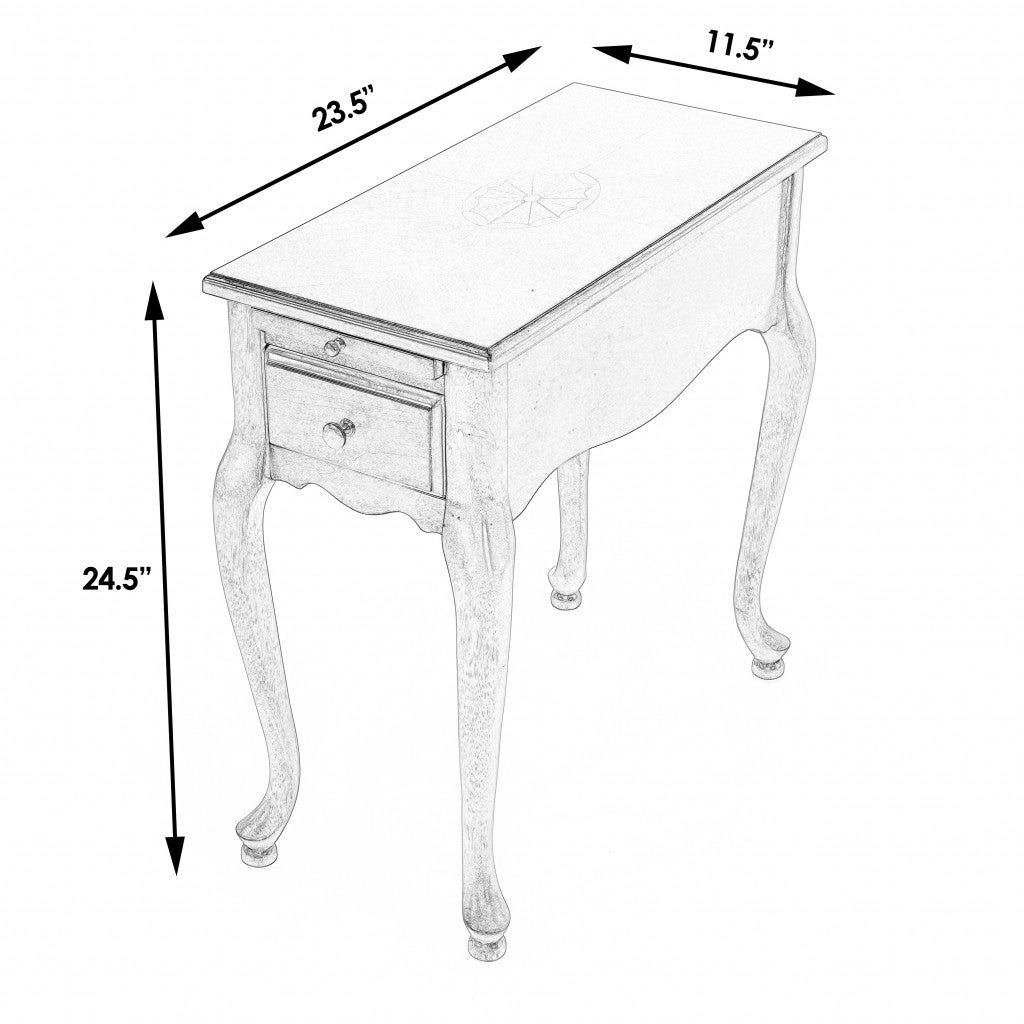 25" Brown Solid And Manufactured Wood Rectangular End Table With Drawer