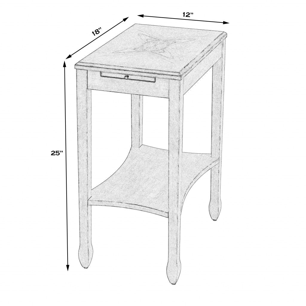 25" Beige Manufactured Wood Rectangular End Table With Shelf