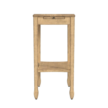 25" Beige Manufactured Wood Rectangular End Table With Shelf