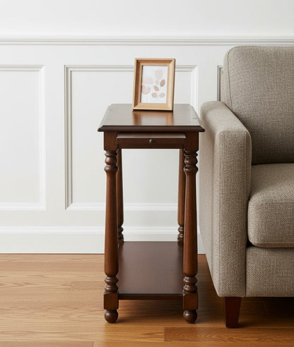 24" Wood Brown End Table With Shelf