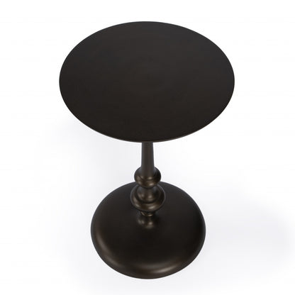 18" Dark Burnished Bronze Aluminum Round Top Pedestal End Table