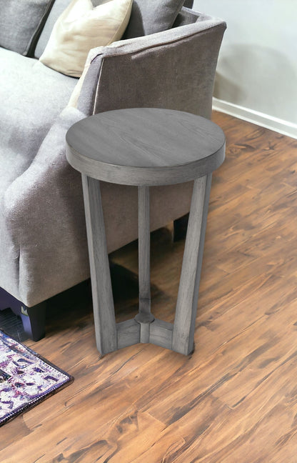 24" Gray Manufactured Wood Round End Table