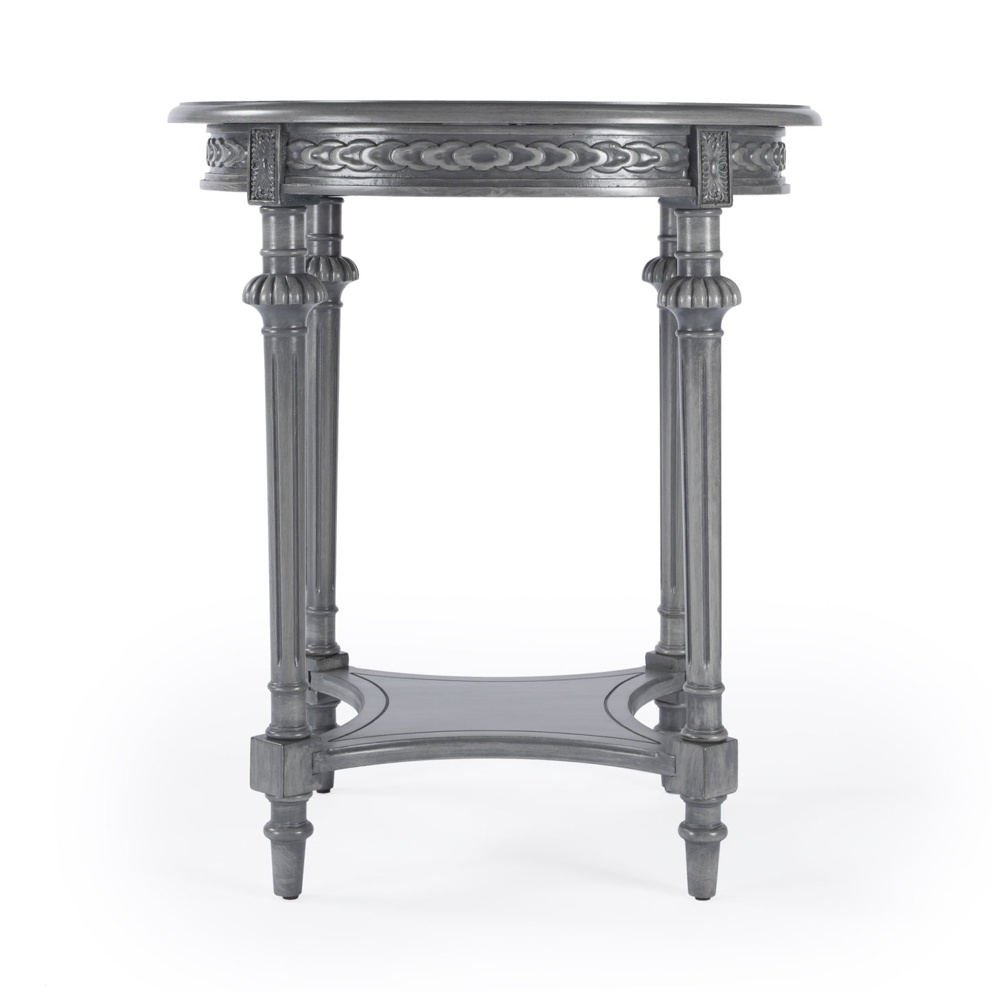 27" Gray Classic Round End Table With Shelf