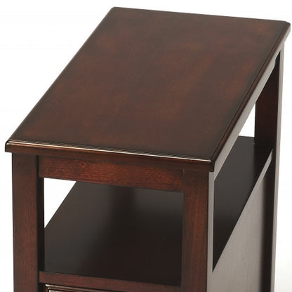 24" Dark Brown Manufactured Wood End Table With Two Drawers And Shelf