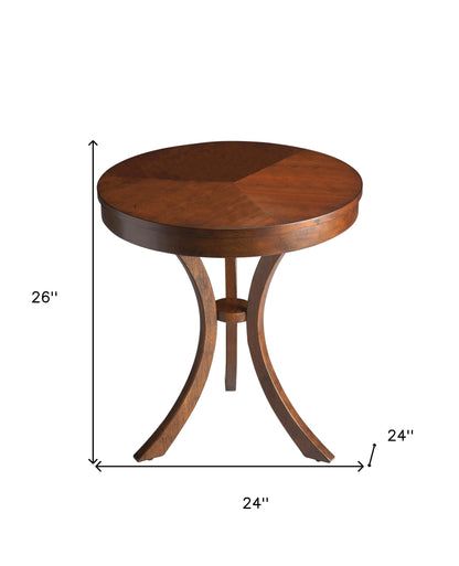 26" Medium Brown Manufactured Wood Round End Table