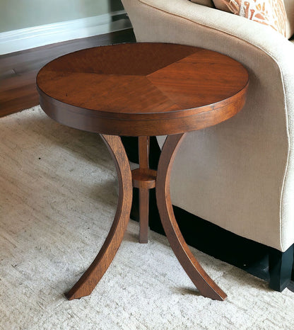 26" Medium Brown Manufactured Wood Round End Table