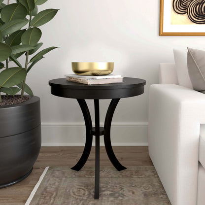 26" Black Manufactured Wood Round End Table