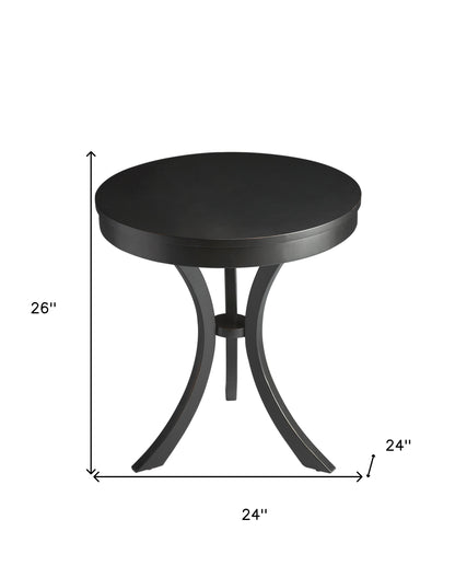 26" Black Manufactured Wood Round End Table