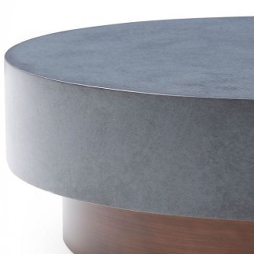 48" Antique Copper And Grey Steel Round Coffee Table