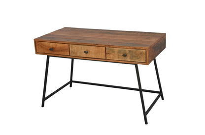 47" Natural and Black Solid Wood Writing Desk With Three Drawers