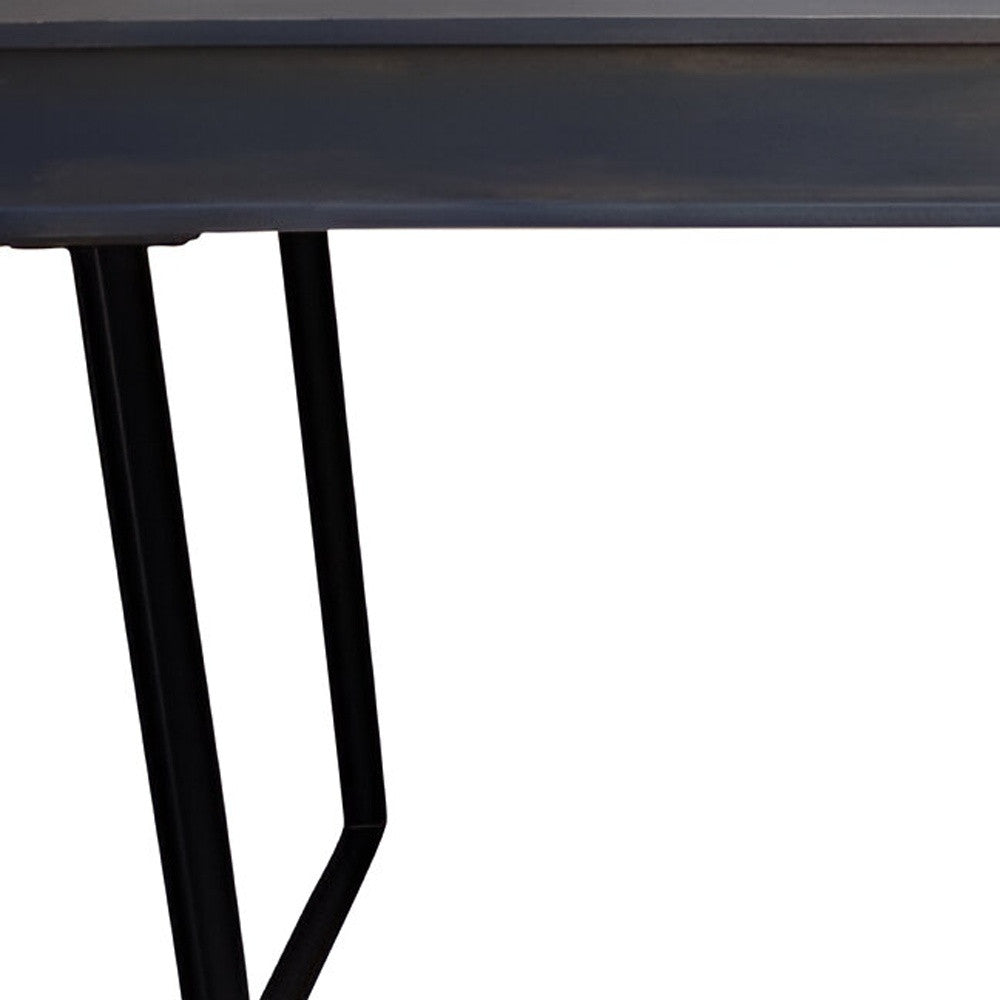 58" Gray And Black Mango Solid Wood Writing Desk With Three Drawers