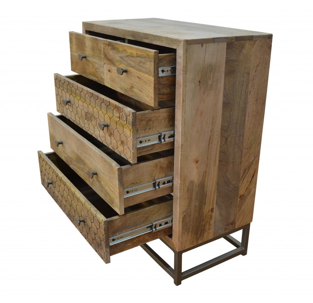 28" Brown Solid Wood Five Drawer Gentlemens Chest