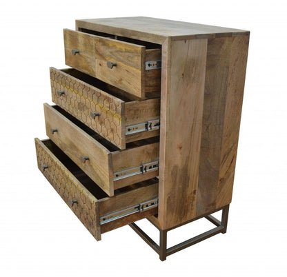 28" Brown Solid Wood Five Drawer Gentlemens Chest