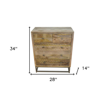 28" Brown Solid Wood Five Drawer Gentlemens Chest