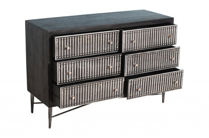 48" Brown Solid Wood Six Drawer Double Dresser