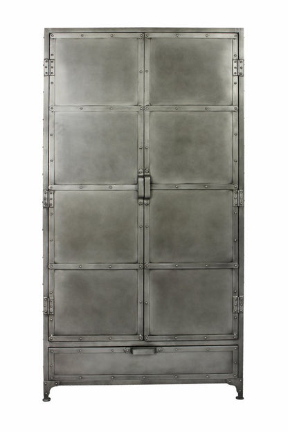 72" Silver Iron Two Door Single Drawer Combo Dresser