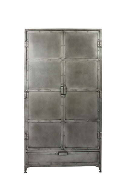 72" Silver Iron Two Door Single Drawer Combo Dresser