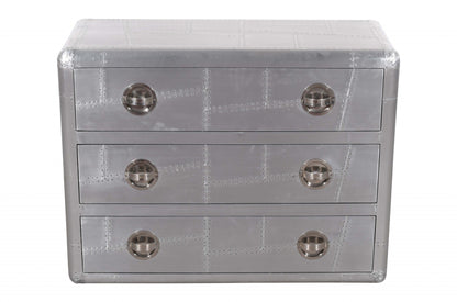 42" Silver Aluminum Three Drawer Dresser