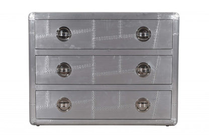 42" Silver Aluminum Three Drawer Dresser