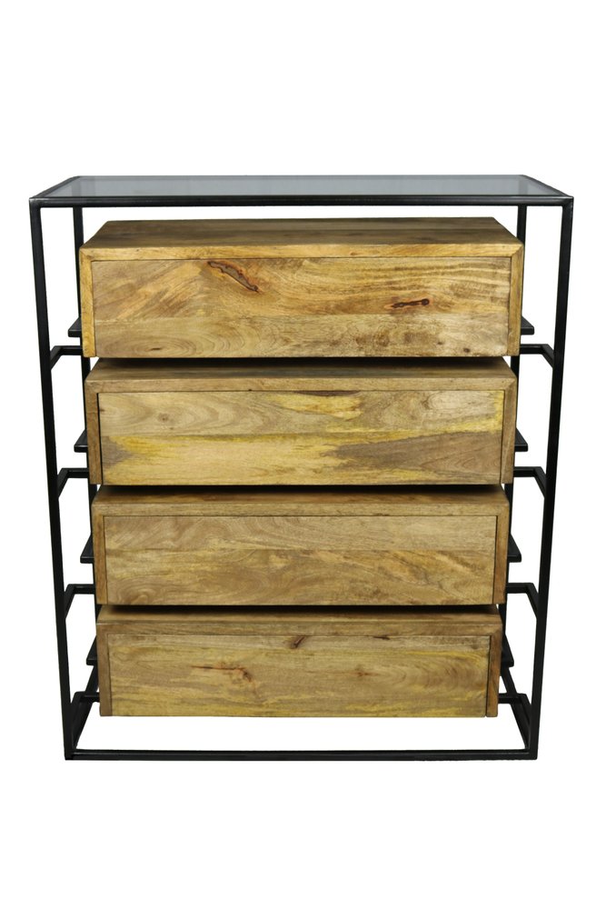 41" Natural Solid Wood Four Drawer Dresser