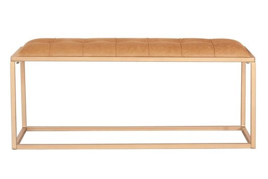 43" Brown And Gold Upholstered Upholstery Bedroom Bench