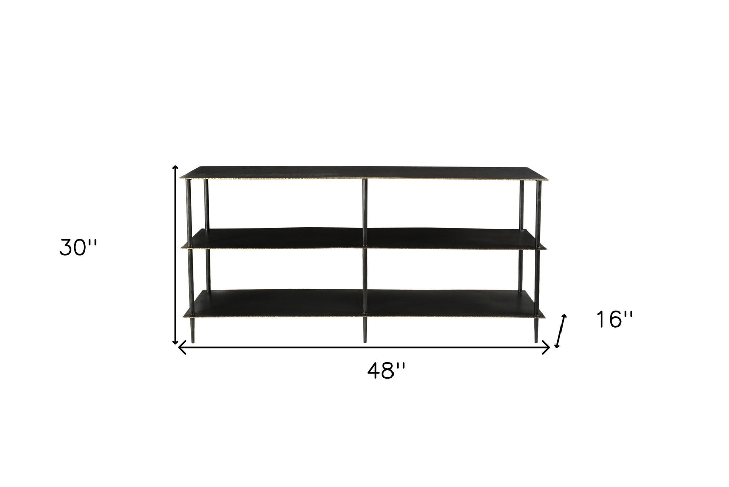 48" Gray Iron Floor Shelf Console Table With Shelves