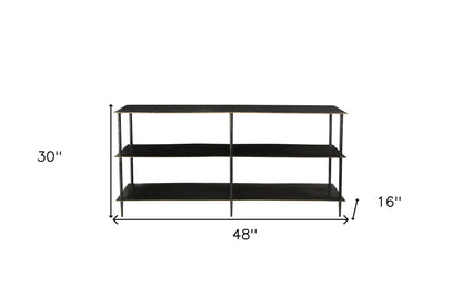 48" Gray Iron Floor Shelf Console Table With Shelves