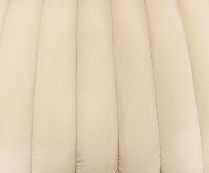 90" Ivory Velvet Sofa And Toss Pillows With Gold Legs
