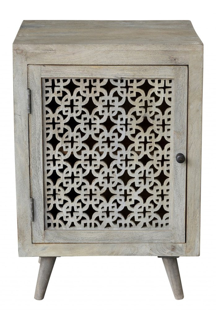 30" Gray Solid Wood Nightstand
