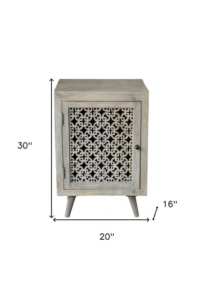 30" Gray Solid Wood Nightstand