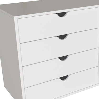 30" White Solid Wood Four Drawer Combo Dresser