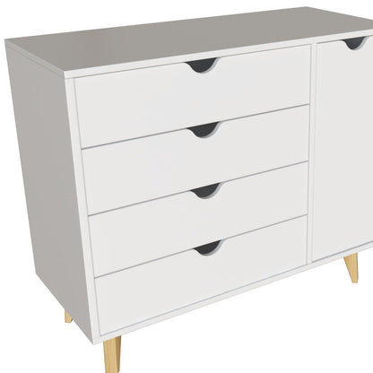 30" White Solid Wood Four Drawer Combo Dresser