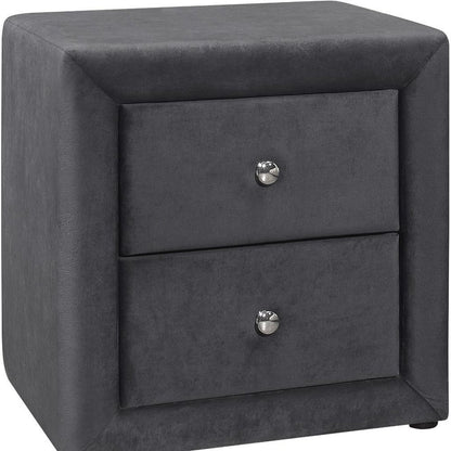 21" Dark Gray Wood Two Drawer Nightstand