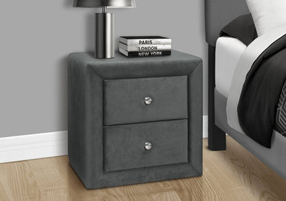 21" Dark Gray Wood Two Drawer Nightstand